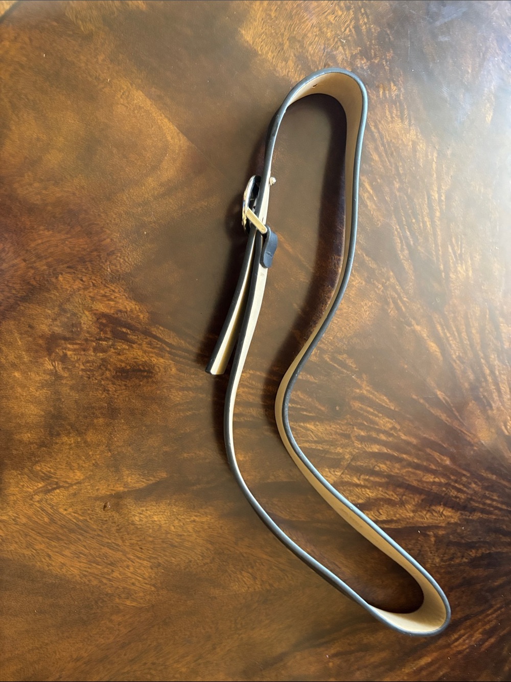 Michael Kors Reversible Black and Tan Leather Belt with Gold Buckle